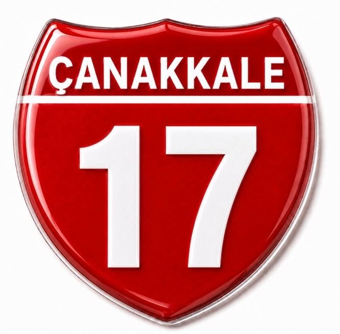 Redlinegrafik Çanakkale 17 Plaka Kodlu 3D Kabartmalı Araç 1 Adet Sticker Etiket Kırmızı  Beyaz