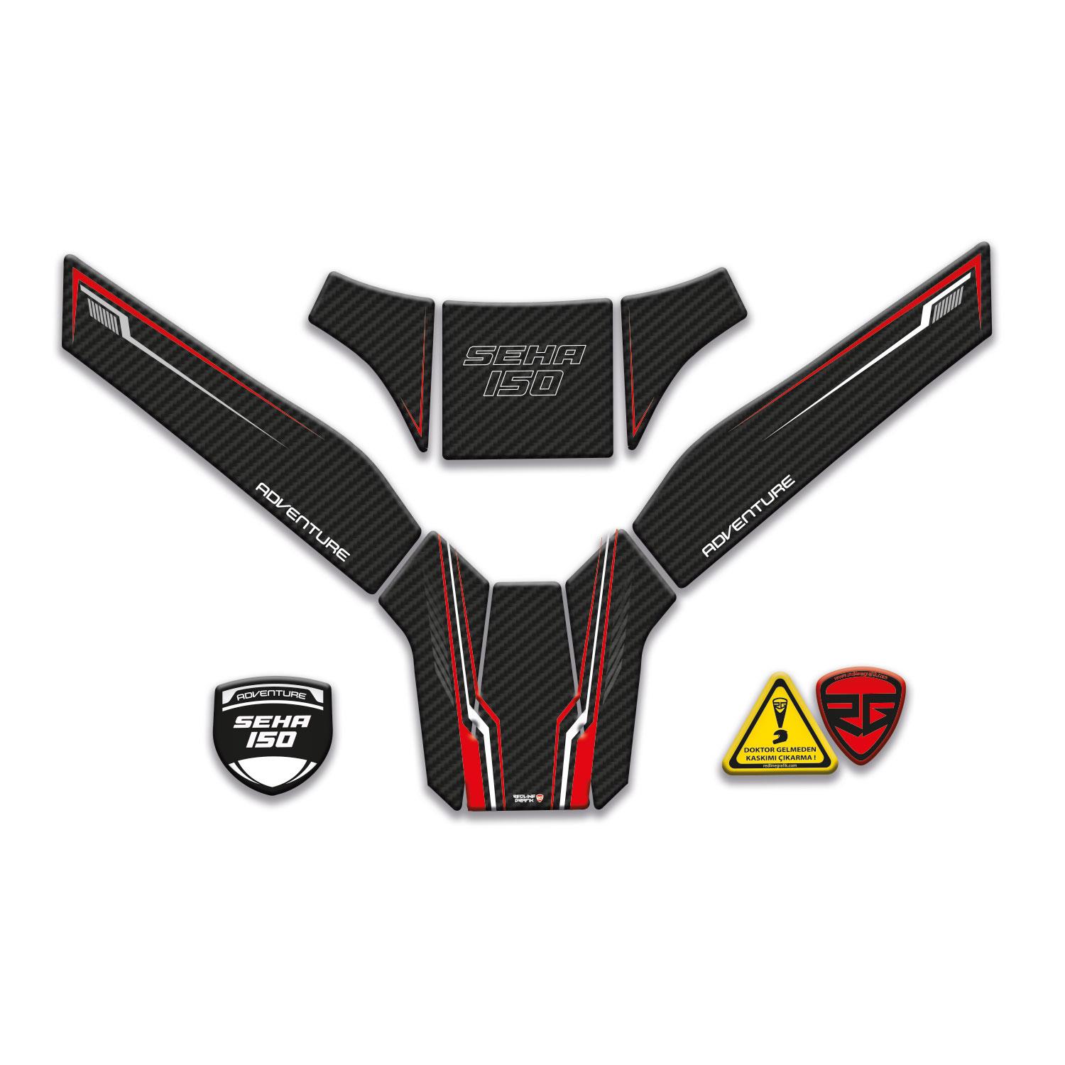 Kanuni Seha 150 Uyumlu Kırmızı Karbon Tank Pad Set 8 Parça Redlinegrafik 