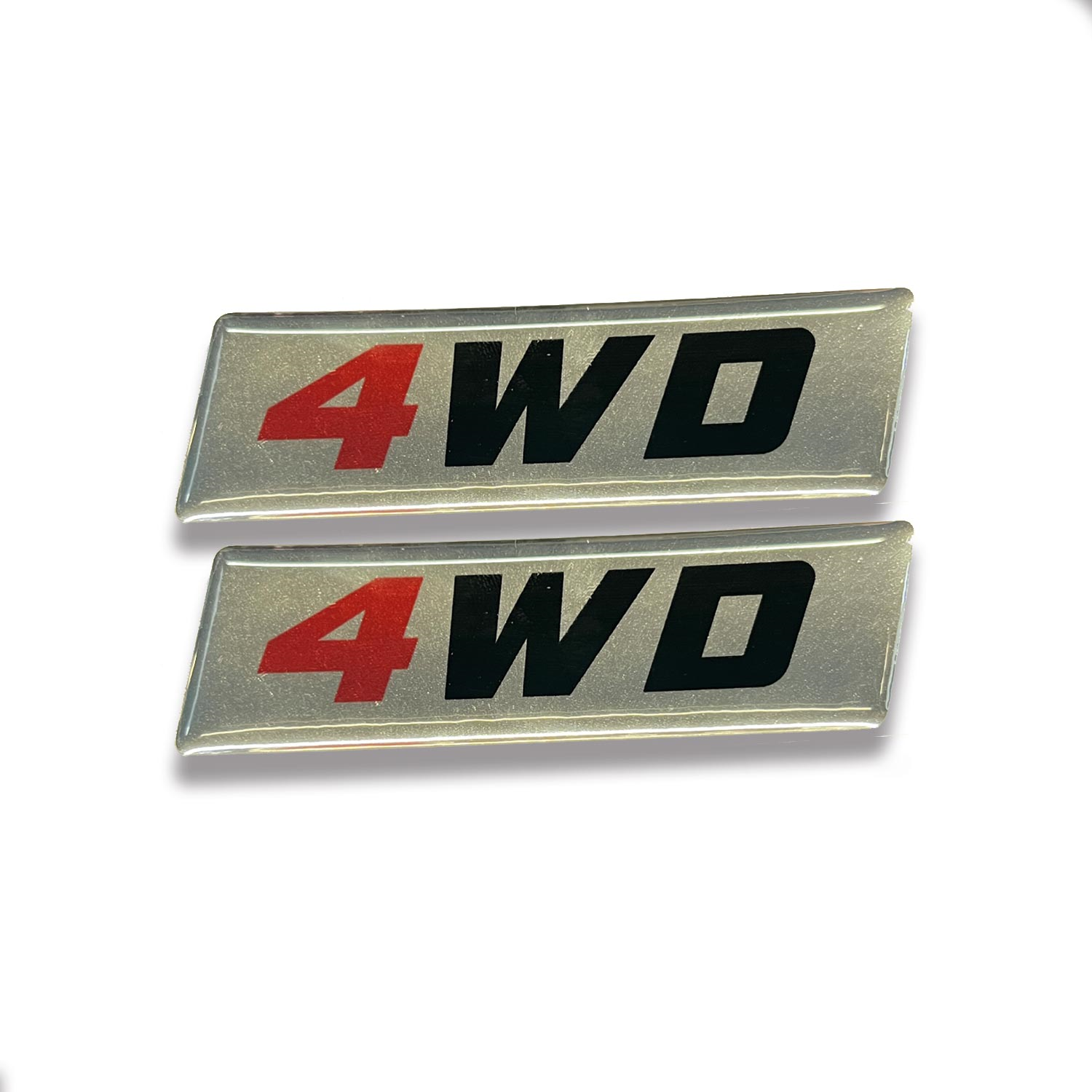 4WD Off Road Araç Sticker  2 Adet Gümüş Kırmızı Siyah 3d Kabartmalı Sticker 