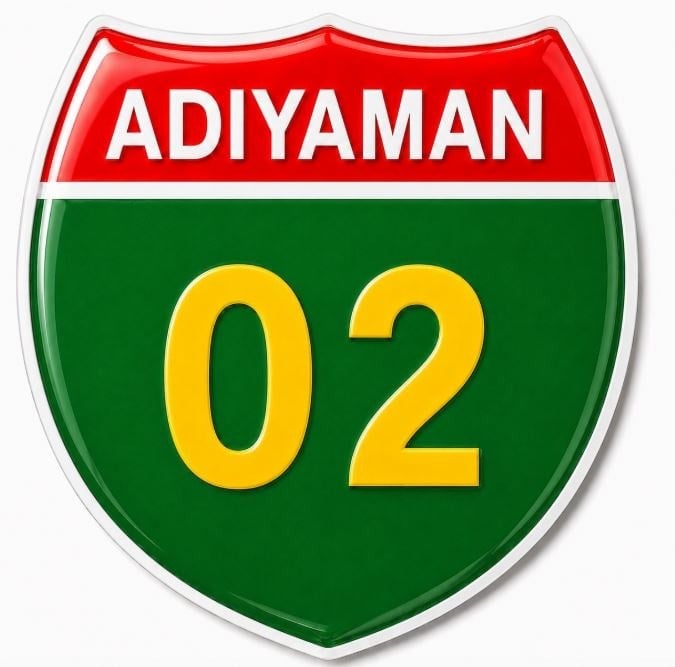 Redlinegrafik Adıyaman 02 Plaka Kodlu 3D Kabartmalı Araç 1 Adet Sticker Etiket sarı yeşil Renk