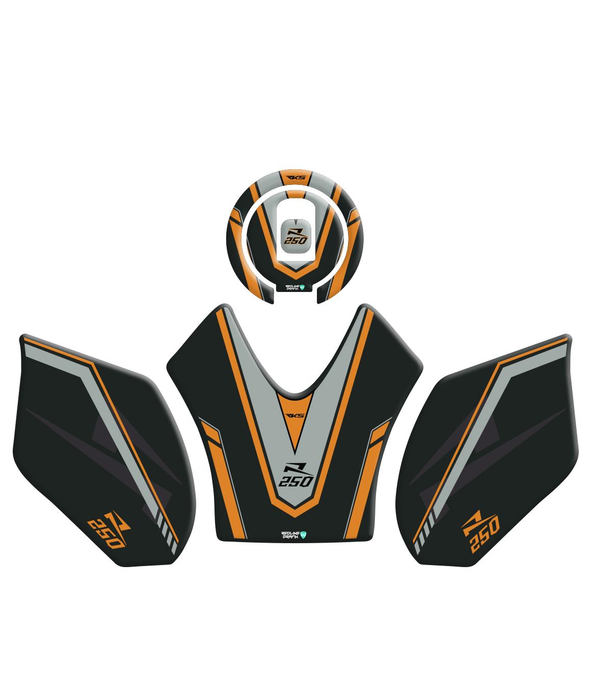 RKS R250 Turuncu Tank Pad Redline Grafik