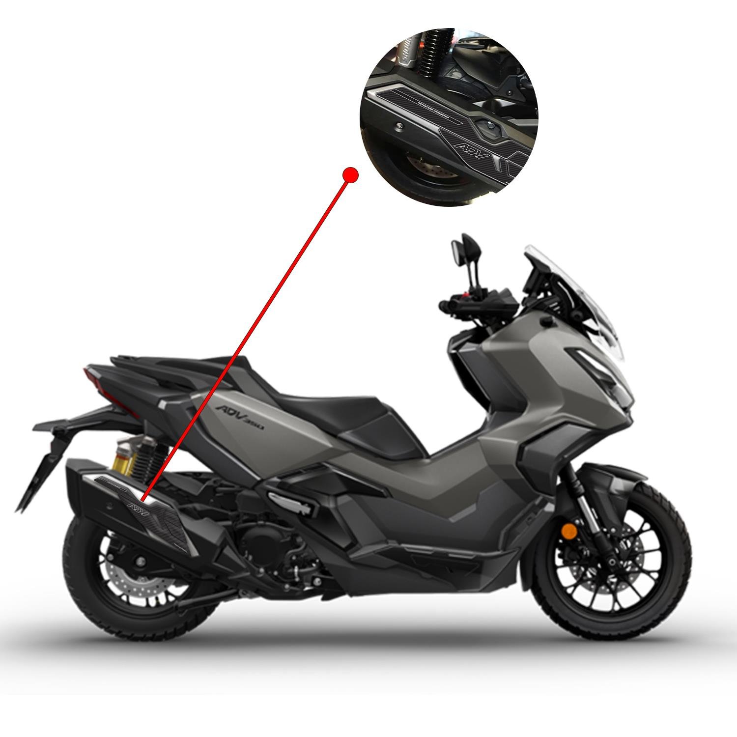 ADV350 Karbon Görünümlü Egzos 3D Kabartmalı Pad Sticker Etiket Redlinegrafik 