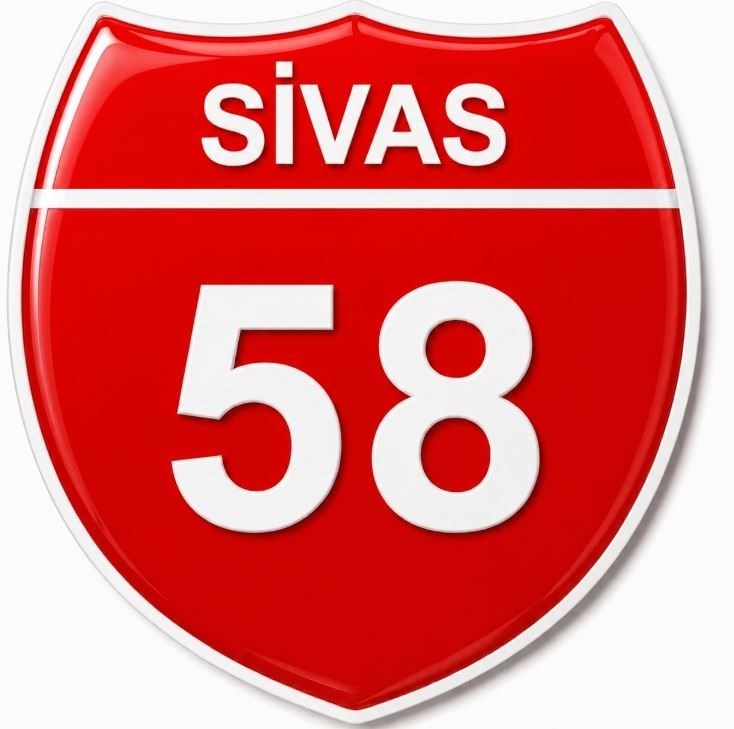 Redlinegrafik Sivas 58plaka Kodlu 3D Kabartmalı Araç 1 Adet Sticker Etiket kırmızı beyaz Renk