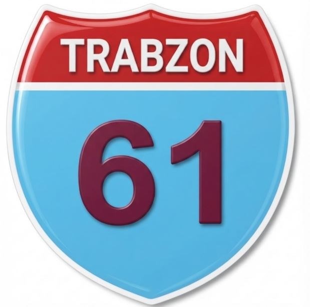 Redlinegrafik Trabzon 61plaka Kodlu 3D Kabartmalı Araç 1 Adet Sticker Etiket koyu bordo açık mavi Renk