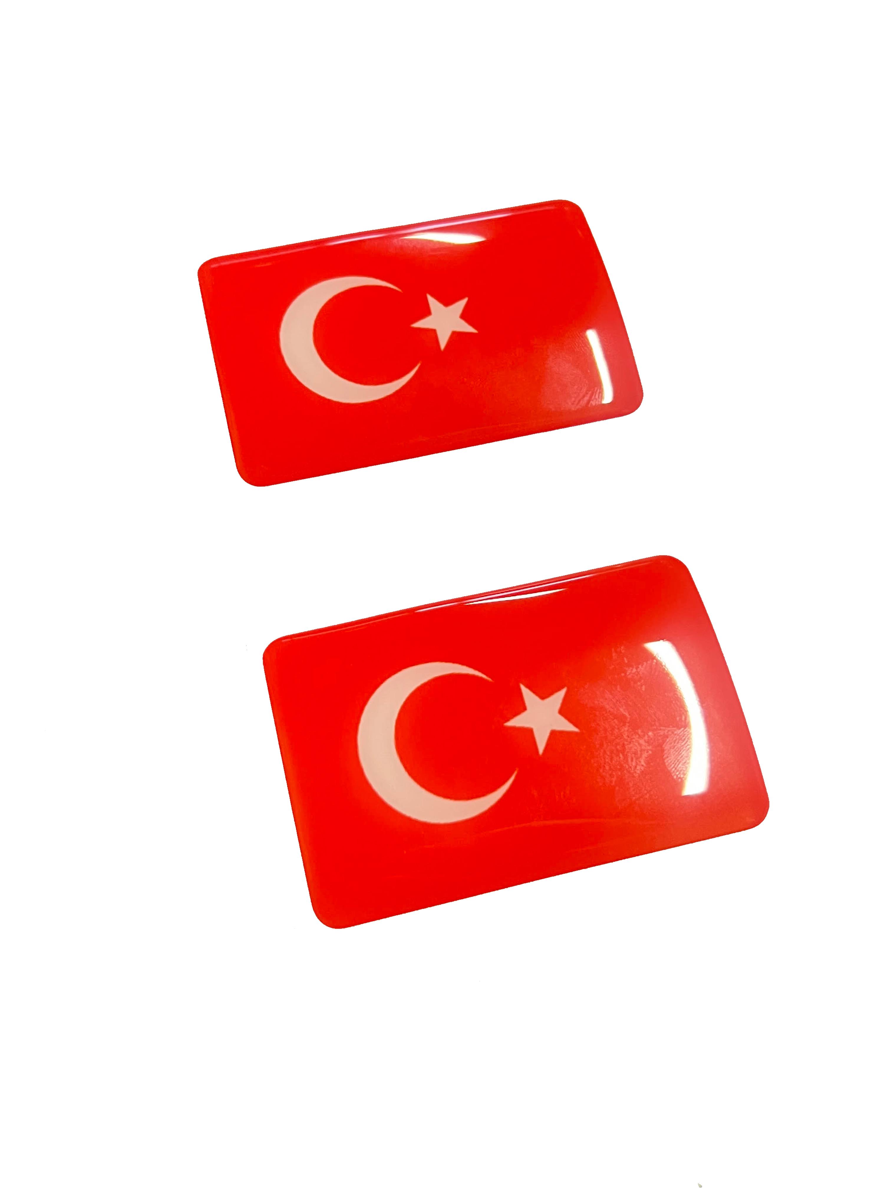 Türk Bayrağı 3d Sticker 2 Adet Kabartmalı Sticker Arma Universal 