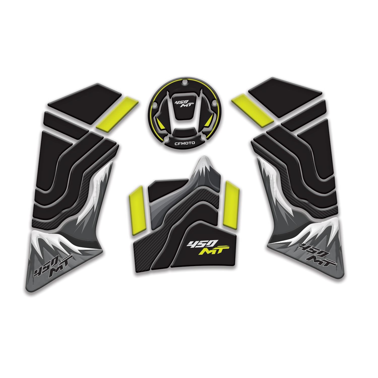 Redlinegrafik Cf Moto 450 mt 2024 Uyumlu Tank Yan Depo Pad Set Siyah Sarı