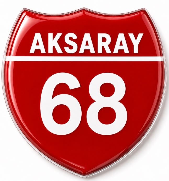 Redlinegrafik 68 Aksaray Plaka Kodlu 3D Kabartmalı Araç 1 Adet Sticker Etiket Kırmızı  Beyaz