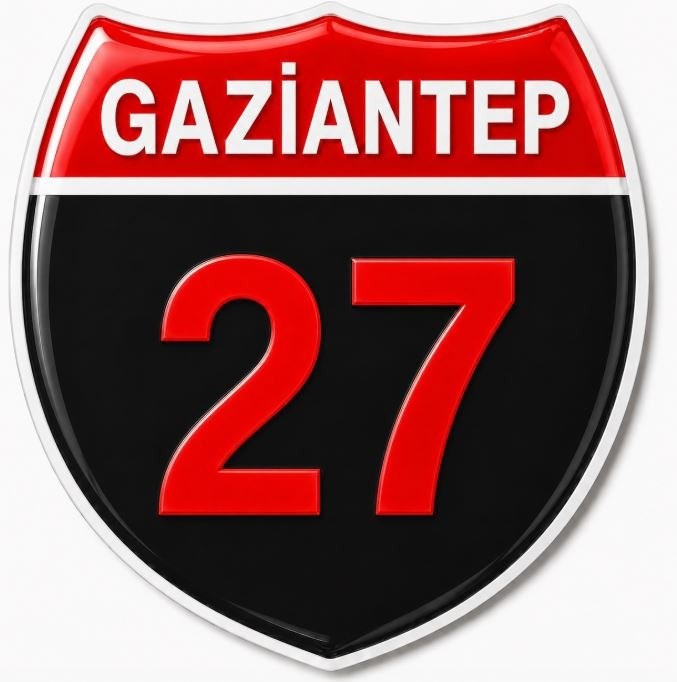 Redlinegrafik Gaziantep 27Plaka Kodlu 3D Kabartmalı Araç 1 Adet Sticker Etiket kırmızı siyah Renk