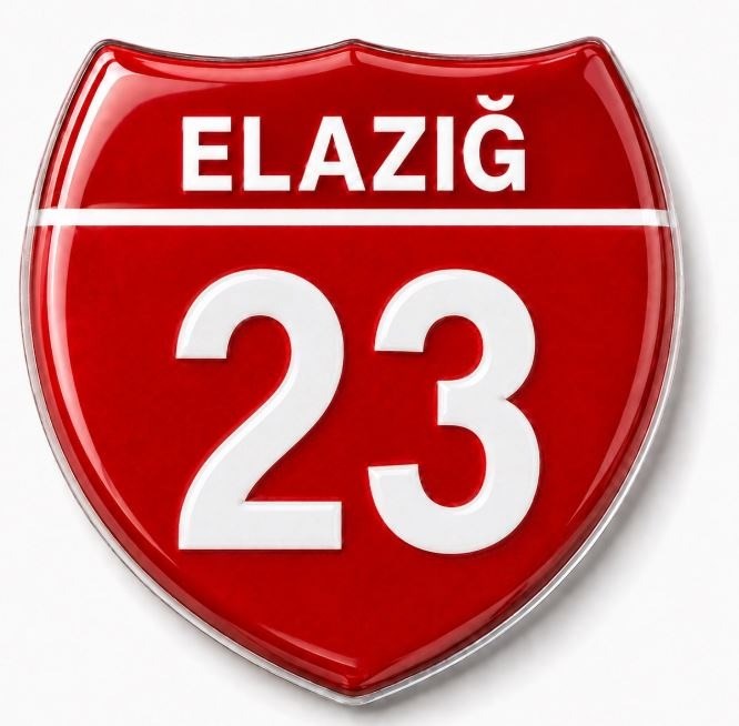 Redlinegrafik Elazığ 23 Plaka Kodlu 3D Kabartmalı Araç 1 Adet Sticker Etiket Kırmızı  Beyaz