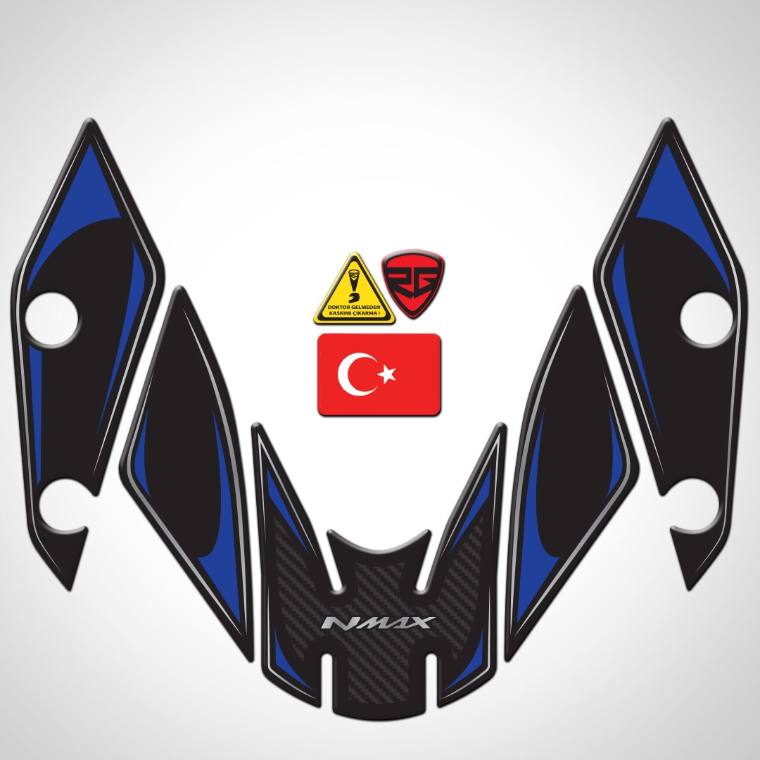Redline Grafik Nmax 2021-2024 Uyumlu Siyah Mavi Çamurluk Pad