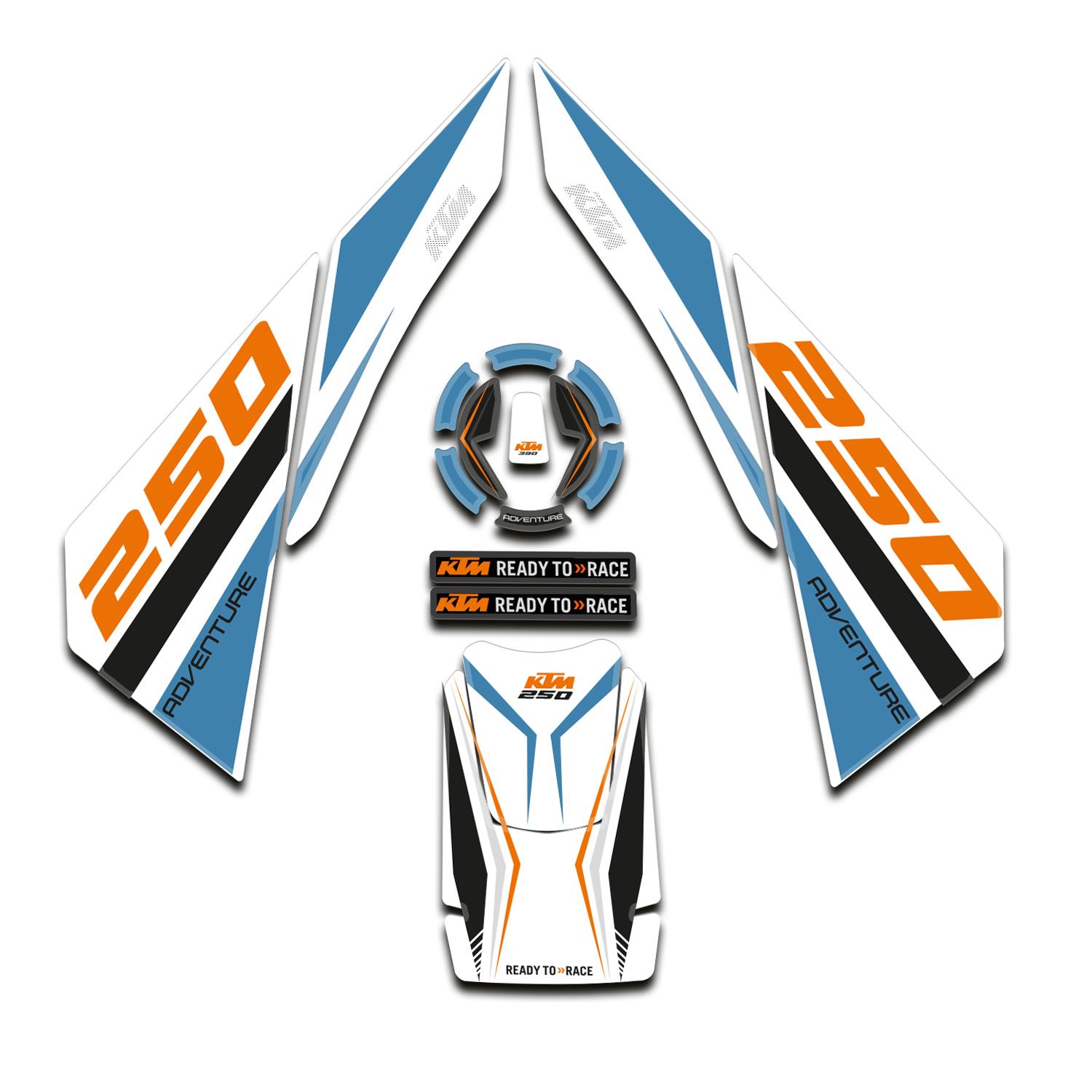 Ktm Adventure 250 2020-2024 Beyaz Turuncu Tank Pad Set Redline Grafik