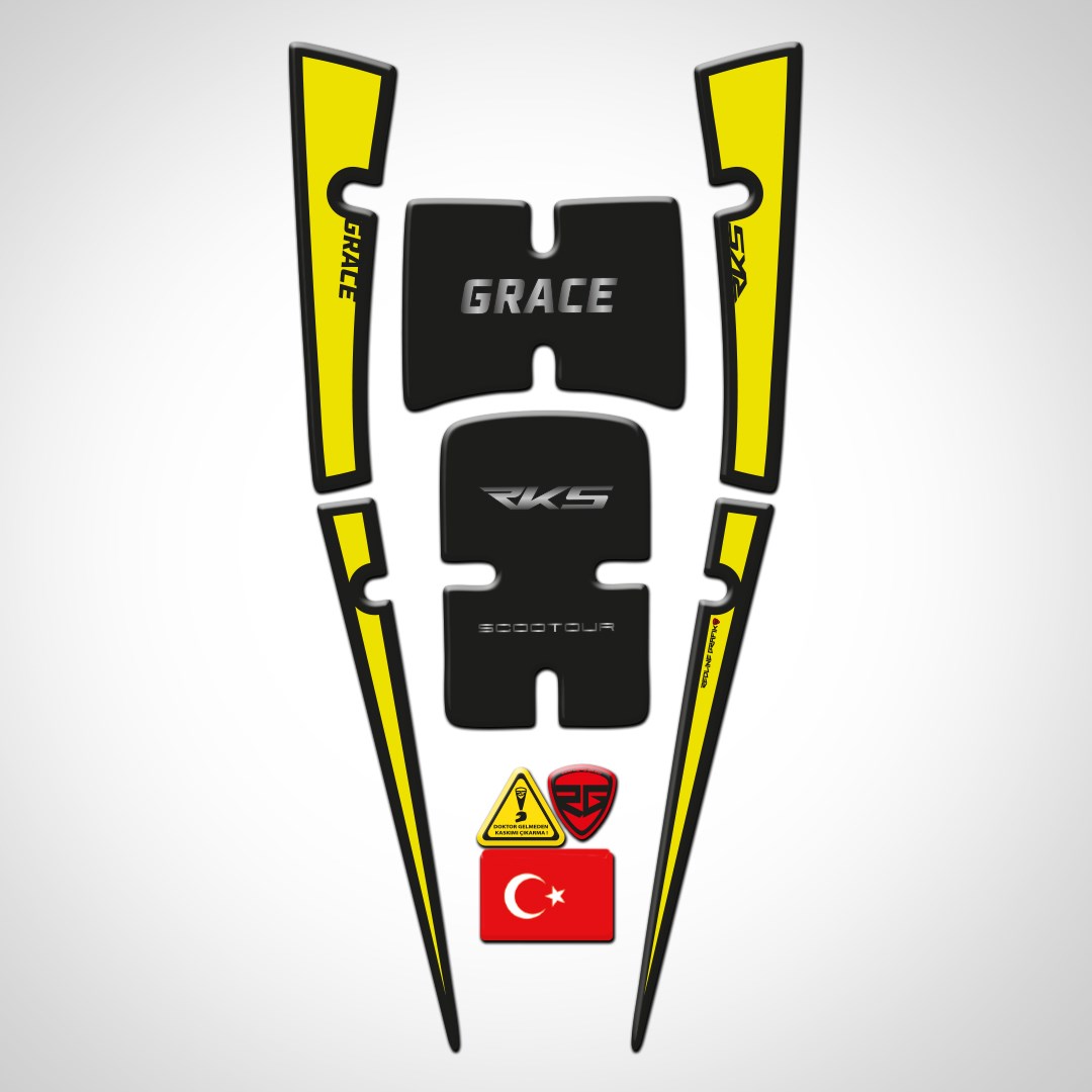 RKS Grace Uyumlu Siyah Sarı Tank Pad Redline Grafik