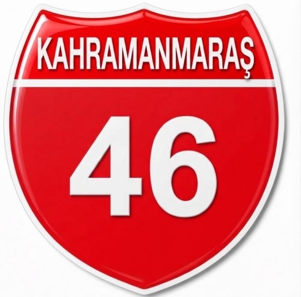 Redlinegrafik Kahramanmaraş 46Plaka Kodlu 3D Kabartmalı Araç 1 Adet Sticker Etiket kırmızı beyaz Renk