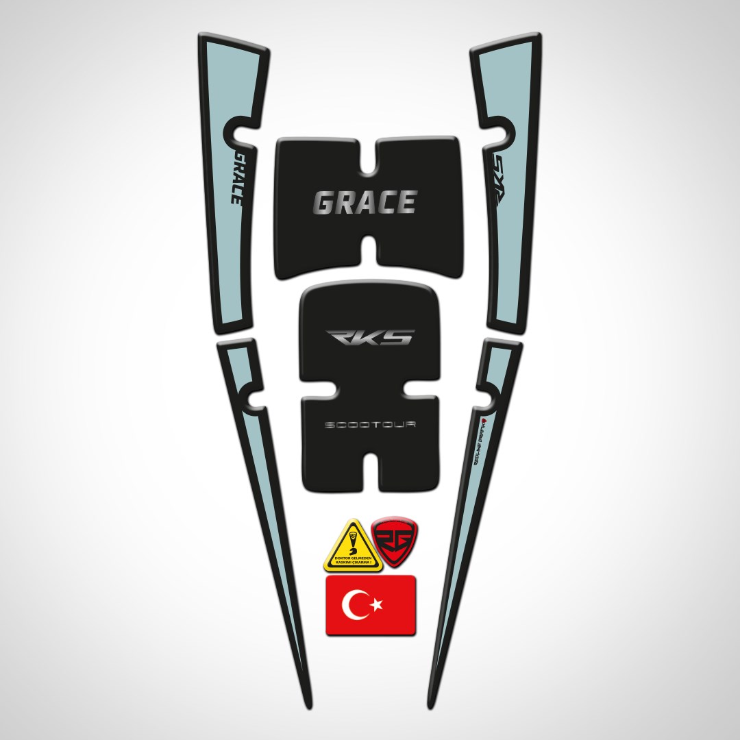 RKS Grace Uyumlu Siyah Alice Blue Tank Pad Redline Grafik