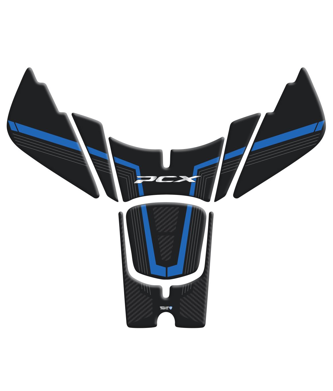 Honda PCX 2025 Karbon Mavi Tank Pad Redline Grafik
