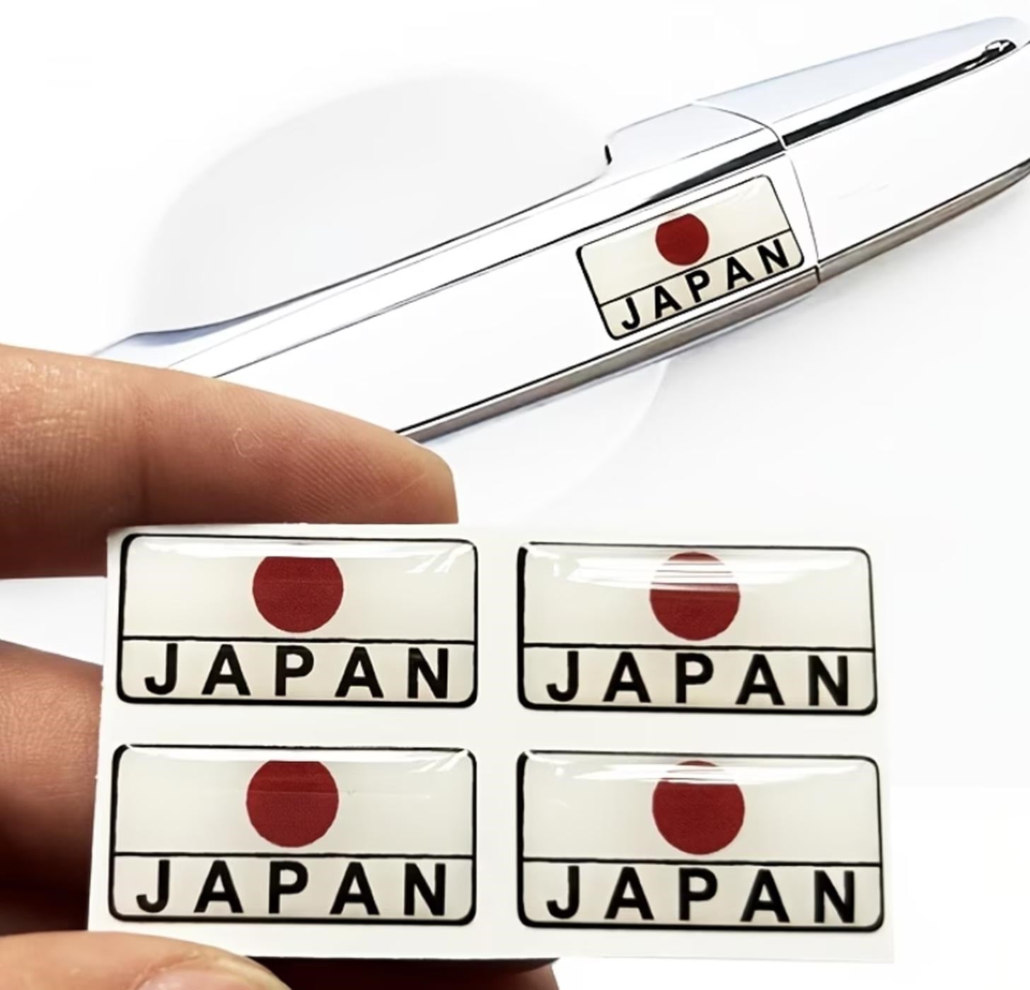 Japonya Bayrağı Desenli Araç Sticker Seti 4 Adet – Kapı Kolu, Direksiyon, Orta Konsol ve Çeşitli Araç Yüzeyleri İçin 3d Sticker Etiket