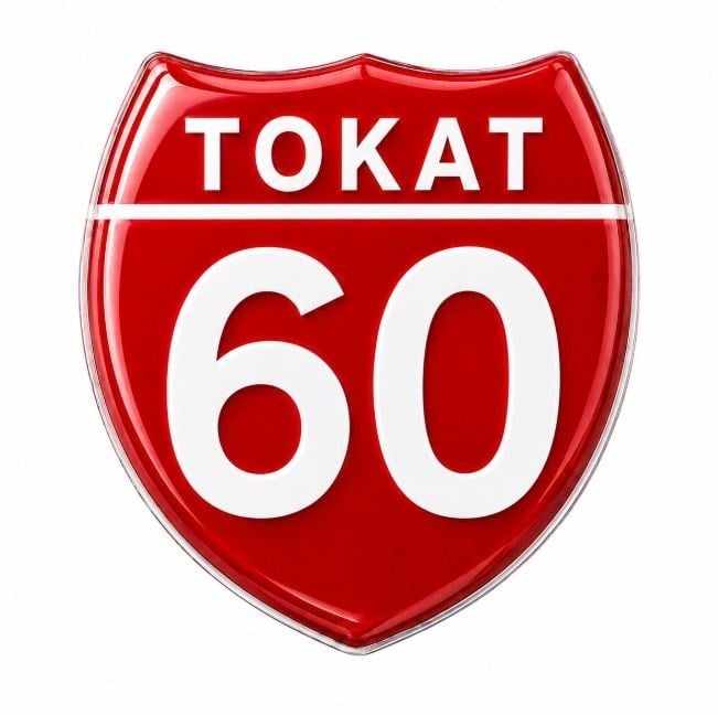 Redlinegrafik 60 Tokat Plaka Kodlu 3D Kabartmalı Araç 1 Adet Sticker Etiket Kırmızı  Beyaz