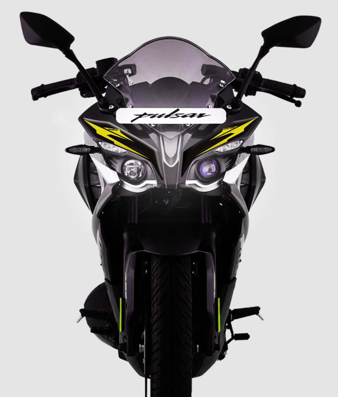 Bajaj Pulsar RS 200 New Design Siyah Sarı Far Kaş Pad Redline Grafik