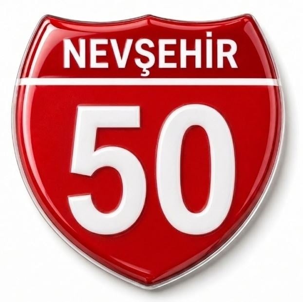 Redlinegrafik 50 Nevşehir Plaka Kodlu 3D Kabartmalı Araç 1 Adet Sticker Etiket Kırmızı  Beyaz