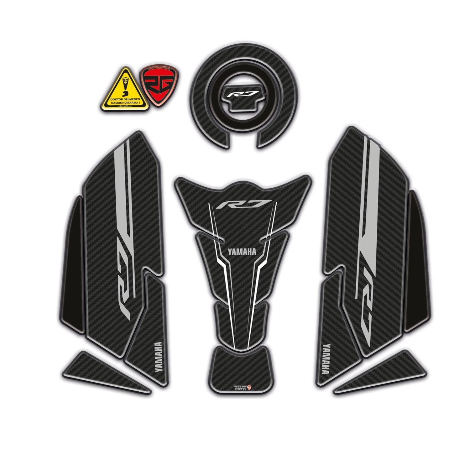 Yamaha R7 Uyumlu Tank Pad Yan Pad Seti Karbon Tasarım Redlinegrafik