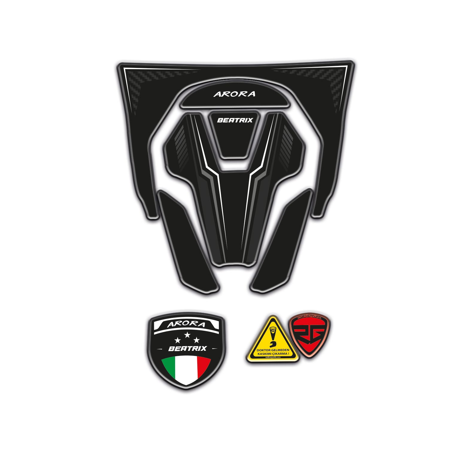 Redline Grafik Arora Beatrix Uyumlu Siyah Beyaz Tasarımlı Tank Pad Set