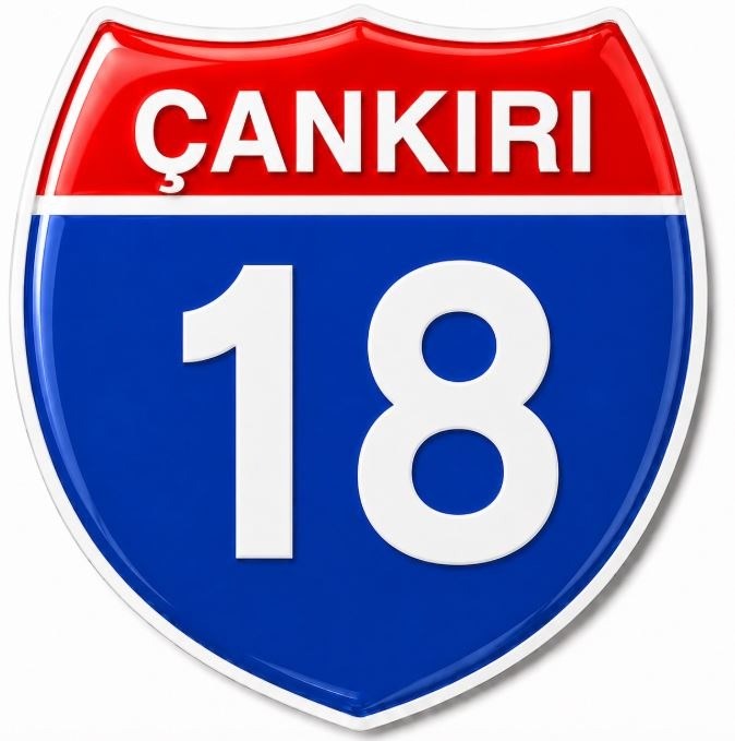 Redlinegrafik Çankırı 18Plaka Kodlu 3D Kabartmalı Araç 1 Adet Sticker Etiket mavi beyaz Renk