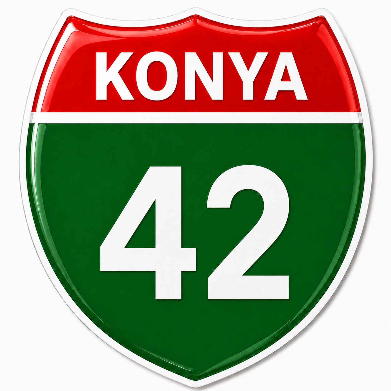 Redlinegrafik Konya 42Plaka Kodlu 3D Kabartmalı Araç 1 Adet Sticker Etiket yeşil beyaz Renk