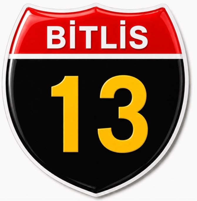 Redlinegrafik Bitlis 13Plaka Kodlu 3D Kabartmalı Araç 1 Adet Sticker Etiket sarı siyah Renk