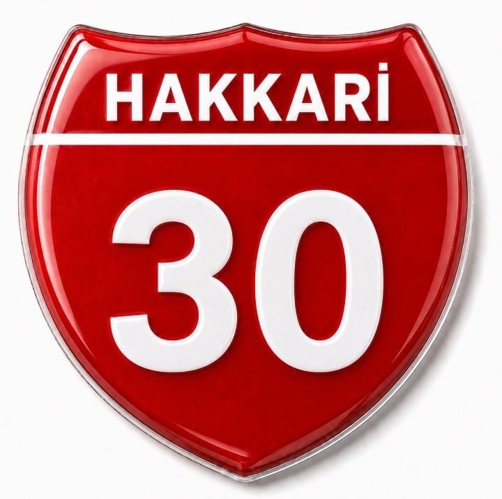 Redlinegrafik Hakkari 30 Plaka Kodlu 3D Kabartmalı Araç 1 Adet Sticker Etiket Kırmızı  Beyaz