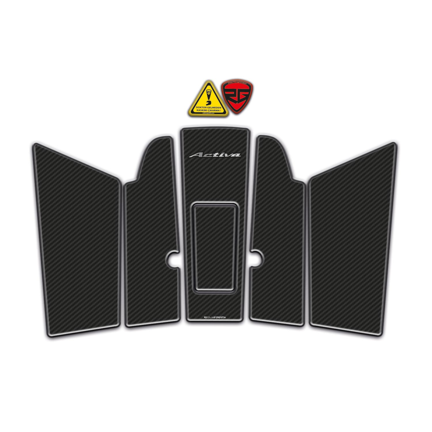 Redline Grafik Honda Activa 125 Karbon Tasarımlı 2023 2024 Model Uyumlu Tank Pad Seti Tank Pad Sticker Seti