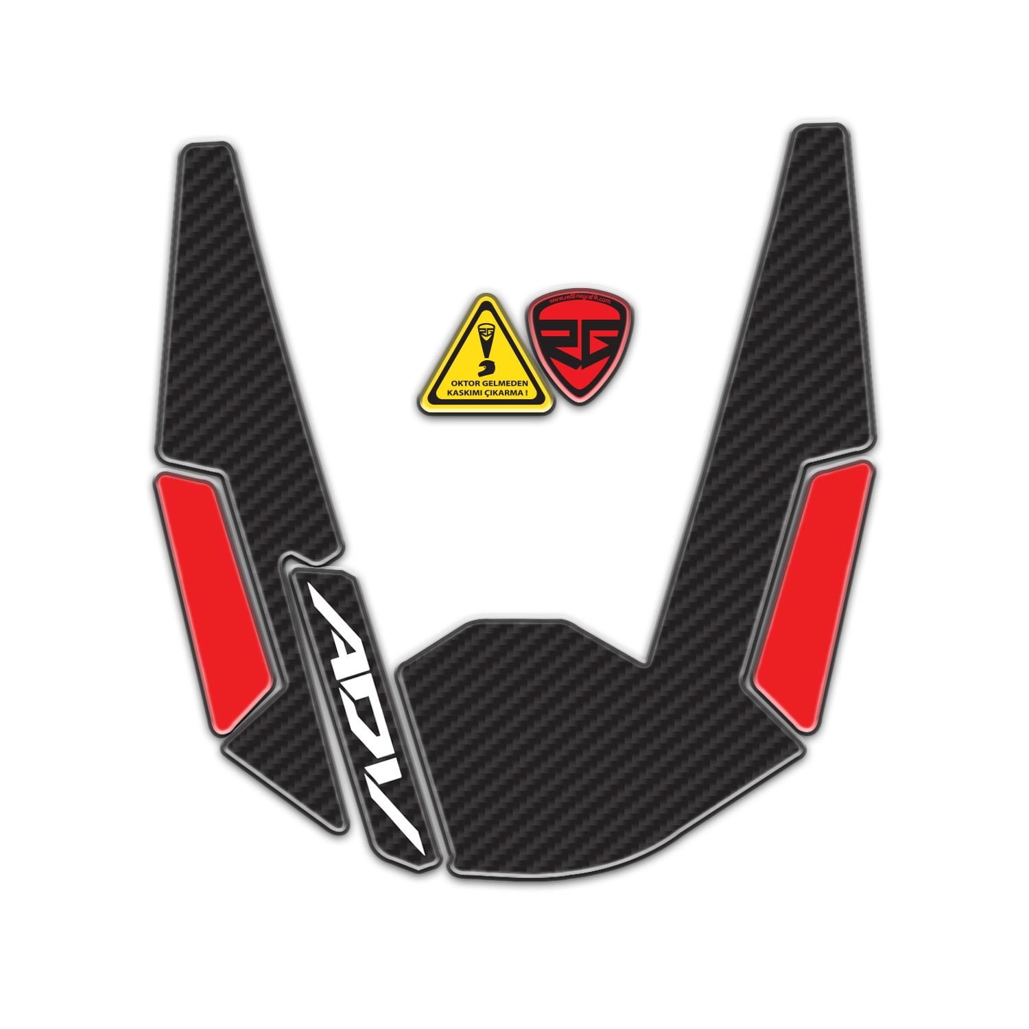 ADV350 Karbon Kırmızı Tasarım Çamurluk 3D Kabartmalı Pad Sticker Etiket Redlinegrafik 