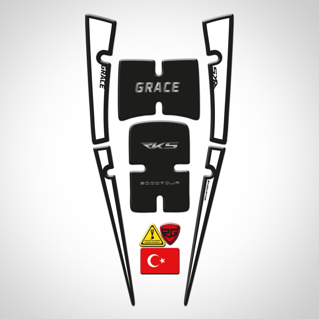 RKS Grace Uyumlu Siyah Beyaz Tank Pad Redline Grafik