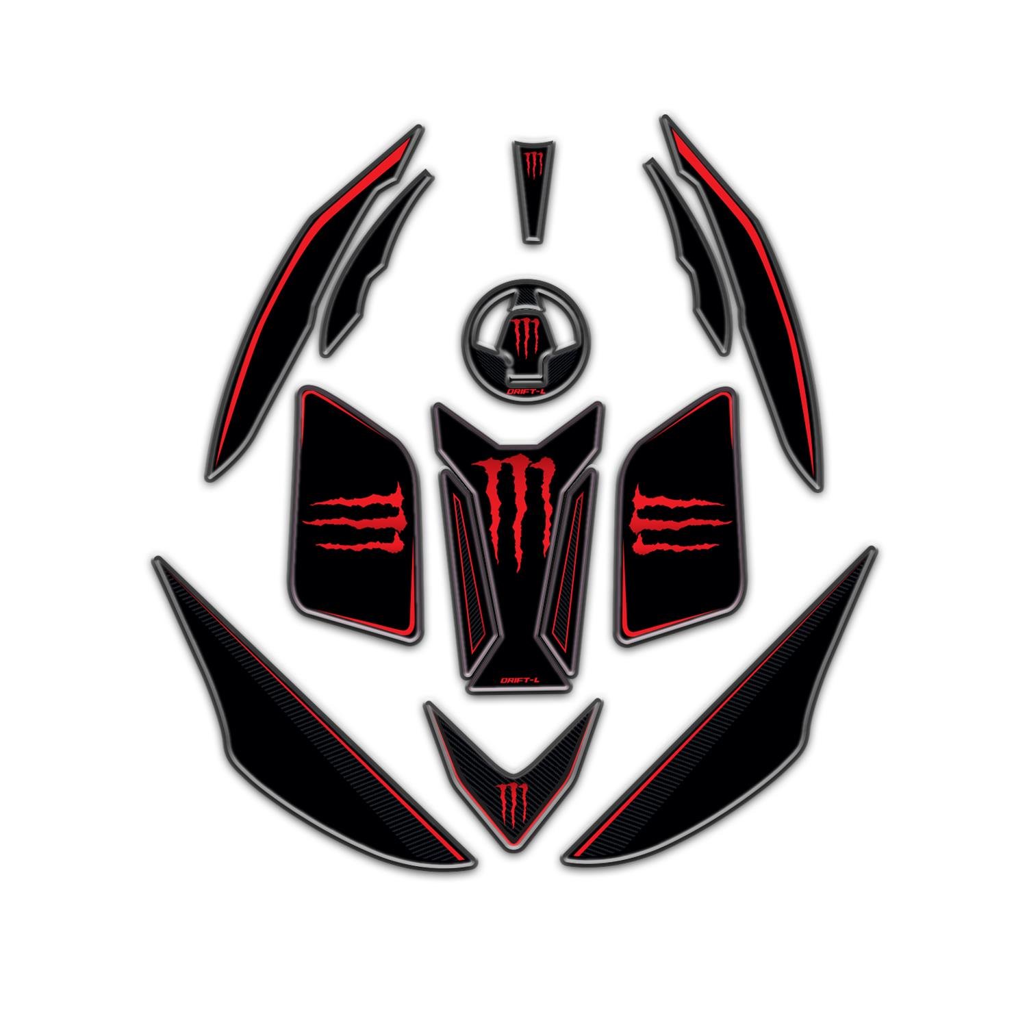 Mondial Drift L Full Kırmızı Monster Tank Pad Set Redlinegrafik