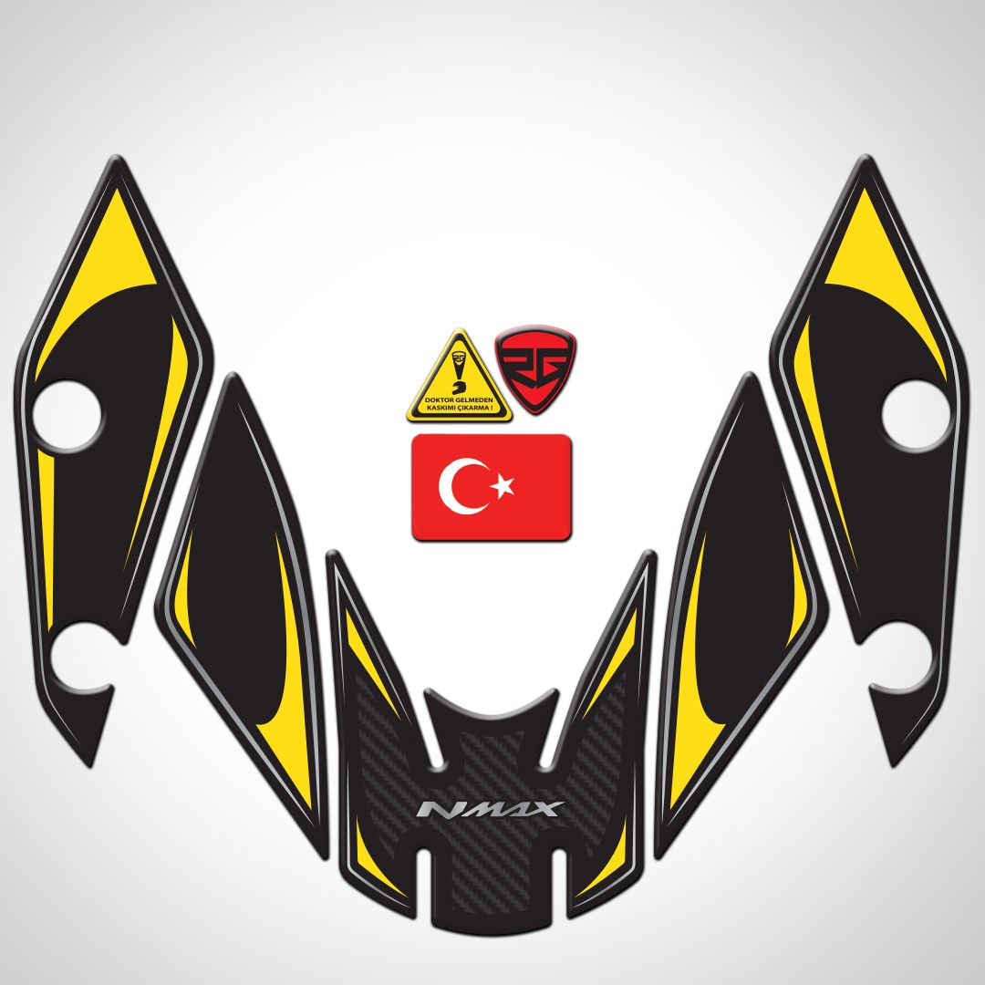 Redline Grafik Nmax 2021-2024 Uyumlu Siyah Sarı Çamurluk Pad