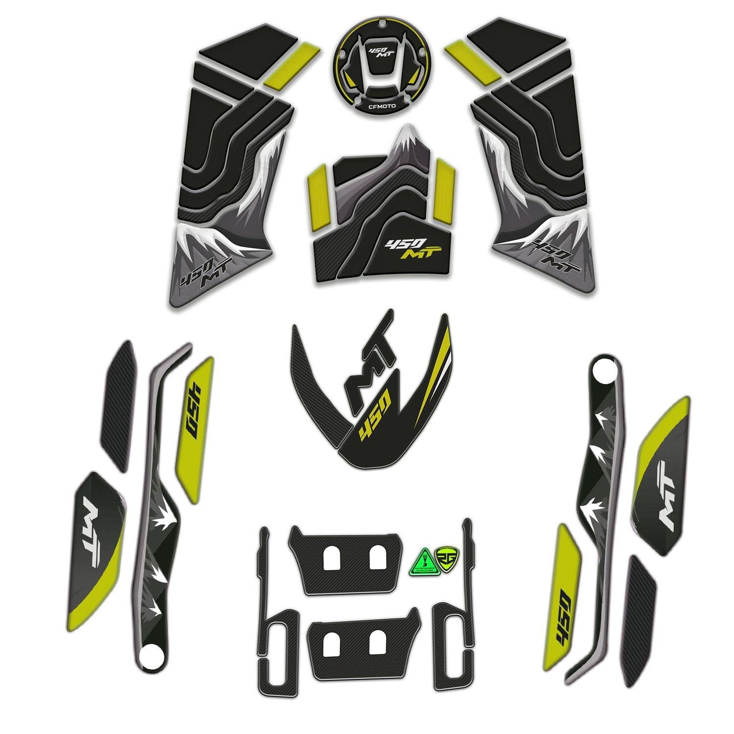 Redlinegrafik Cf Moto 450 mt 2024 Uyumlu Full Sticker Set Sarı Siyah 