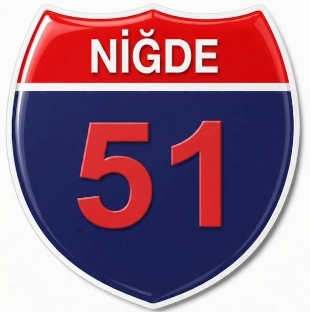 Redlinegrafik Niğde 51Plaka Kodlu 3D Kabartmalı Araç 1 Adet Sticker Etiket kırmızı lacivert Renk