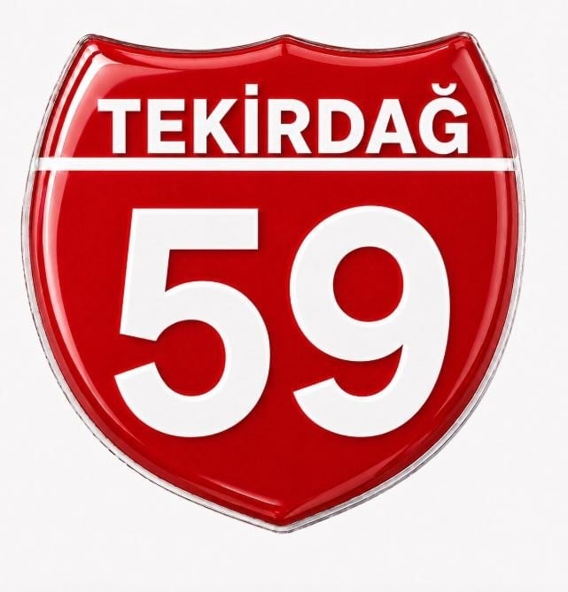 Redlinegrafik 59 Tekirdağ Plaka Kodlu 3D Kabartmalı Araç 1 Adet Sticker Etiket Kırmızı  Beyaz