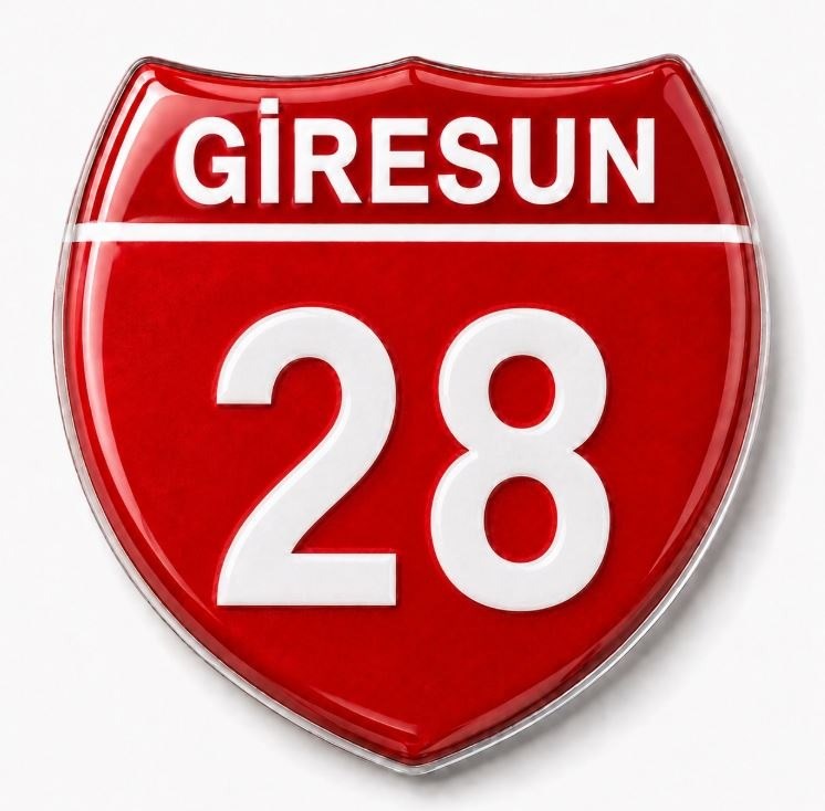 Redlinegrafik Giresun 28 Plaka Kodlu 3D Kabartmalı Araç 1 Adet Sticker Etiket Kırmızı  Beyaz