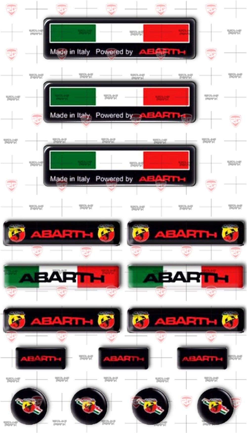 Abarth 16 Adet 3D Damla Sticker Set