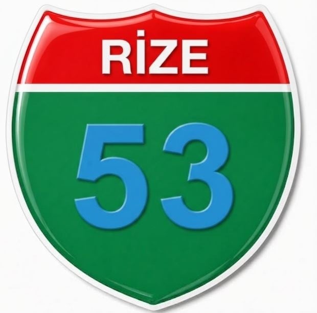 Redlinegrafik Rize 53plaka Kodlu 3D Kabartmalı Araç 1 Adet Sticker Etiket mavi yeşil Renk