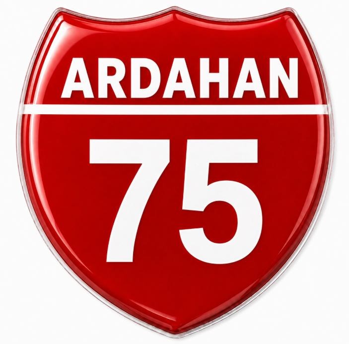 Redlinegrafik 75 Ardahan Plaka Kodlu 3D Kabartmalı Araç 1 Adet Sticker Etiket Kırmızı  Beyaz