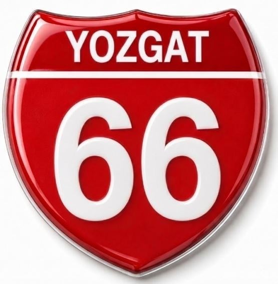 Redlinegrafik 66 Yozgat Plaka Kodlu 3D Kabartmalı Araç 1 Adet Sticker Etiket Kırmızı  Beyaz