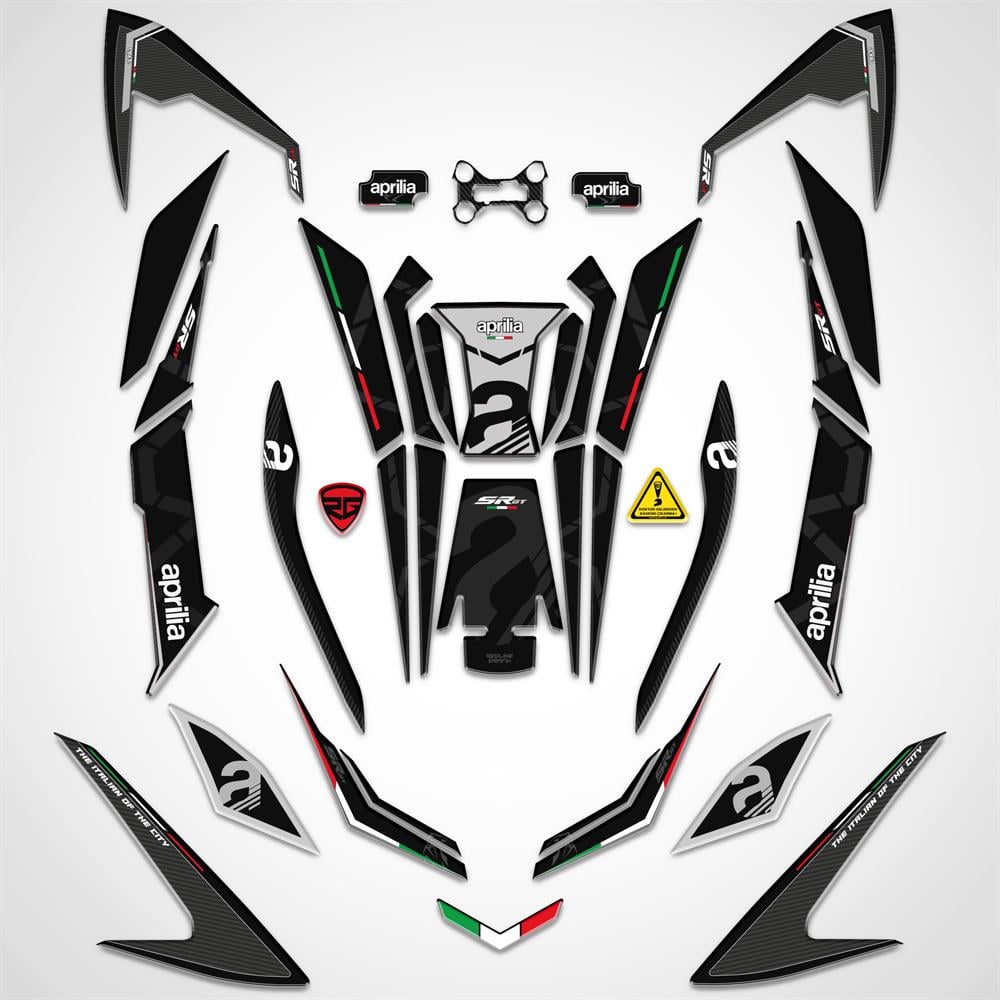 Aprilia Sr Gt 200 125 Full Siyah Gri Set