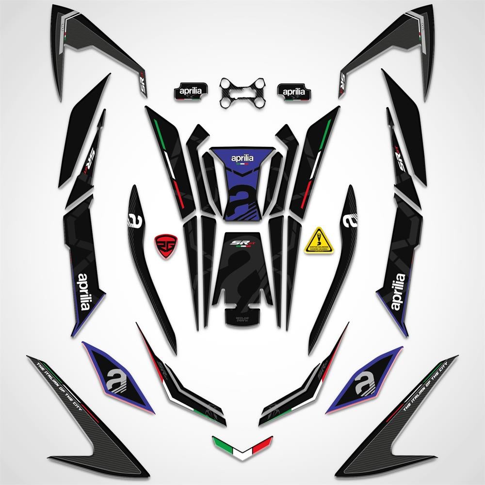 Aprilia Sr Gt 200 125 Full Siyah Mavi Set