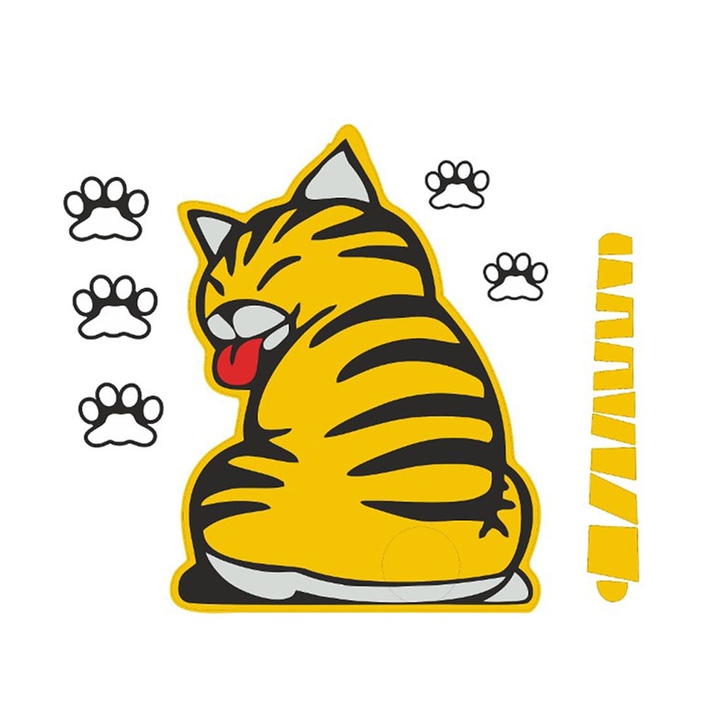 Arka Cam Kedi Stickerı Silecekli