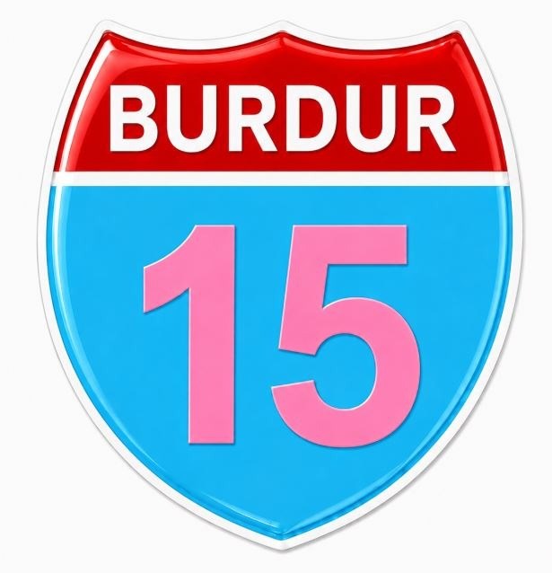 Redlinegrafik Burdur 15Plaka Kodlu 3D Kabartmalı Araç 1 Adet Sticker Etiket açık mavi pembe Renk