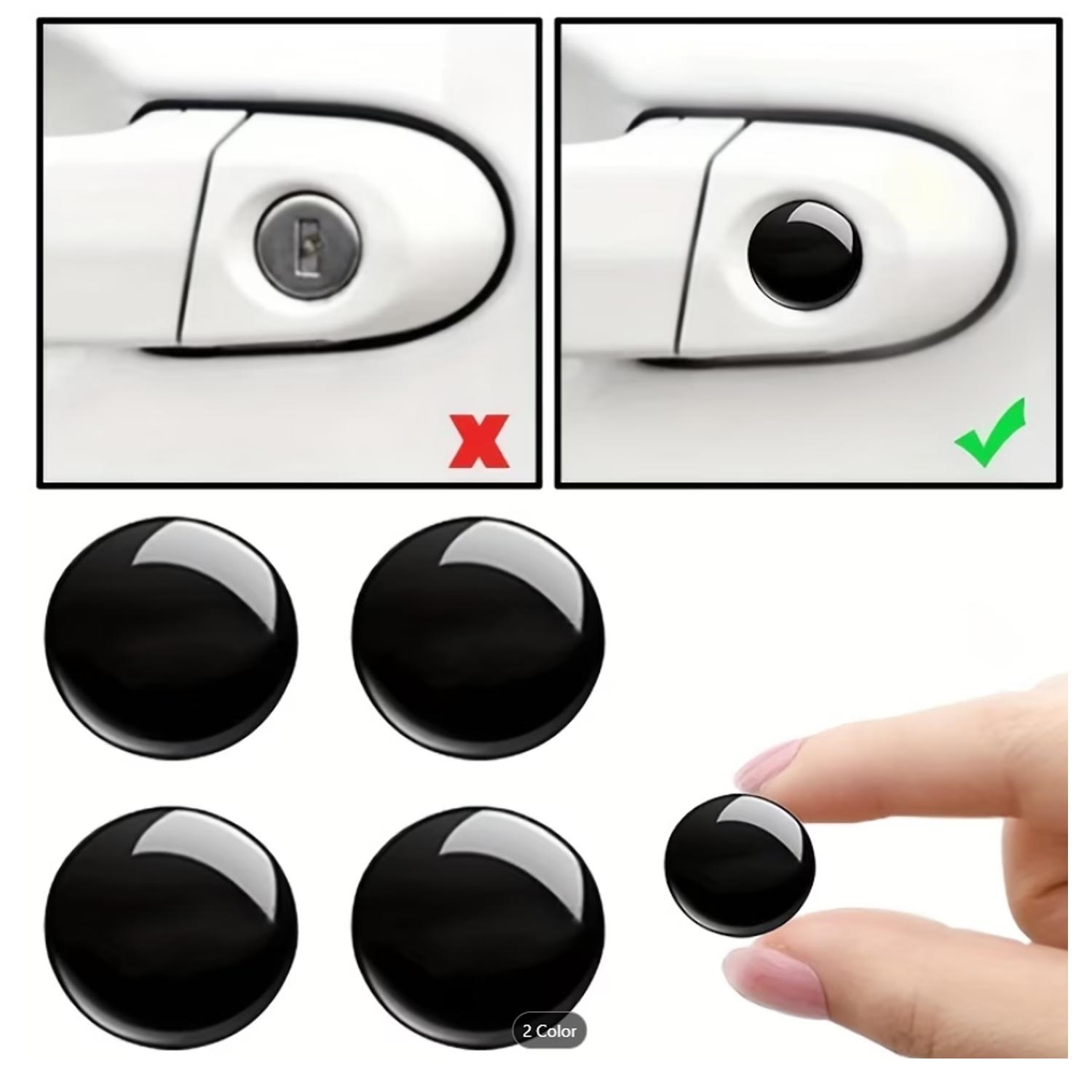 Universal Siyah Renk 8 Parça 2 cm Evrensel Araç Kapı Kilit Deliği Koruyucu Sticker – Çizilmeye Karşı Koruma, Kendinden Yapışkanlı 3D Sticker