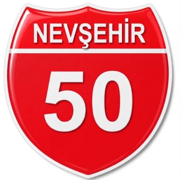 Redlinegrafik Nevşehir 50Plaka Kodlu 3D Kabartmalı Araç 1 Adet Sticker Etiket kırmızı beyaz Renk