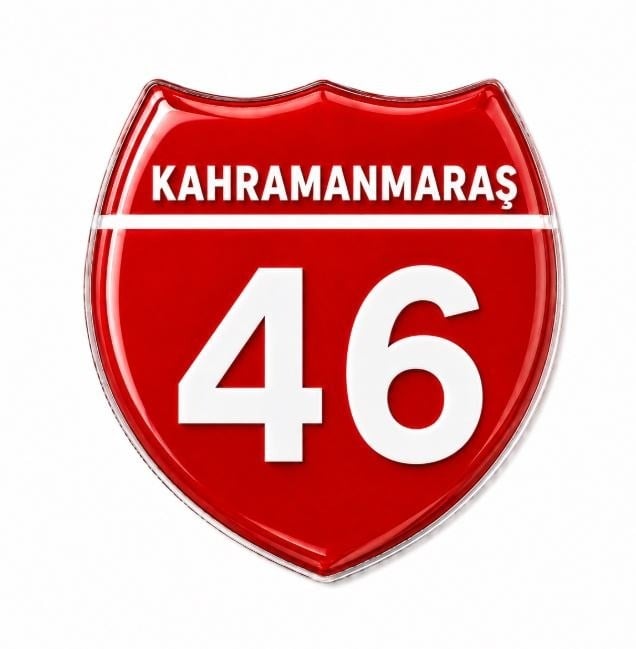 Redlinegrafik 46 Kahramanmaraş  Plaka Kodlu 3D Kabartmalı Araç 1 Adet Sticker Etiket Kırmızı  Beyaz