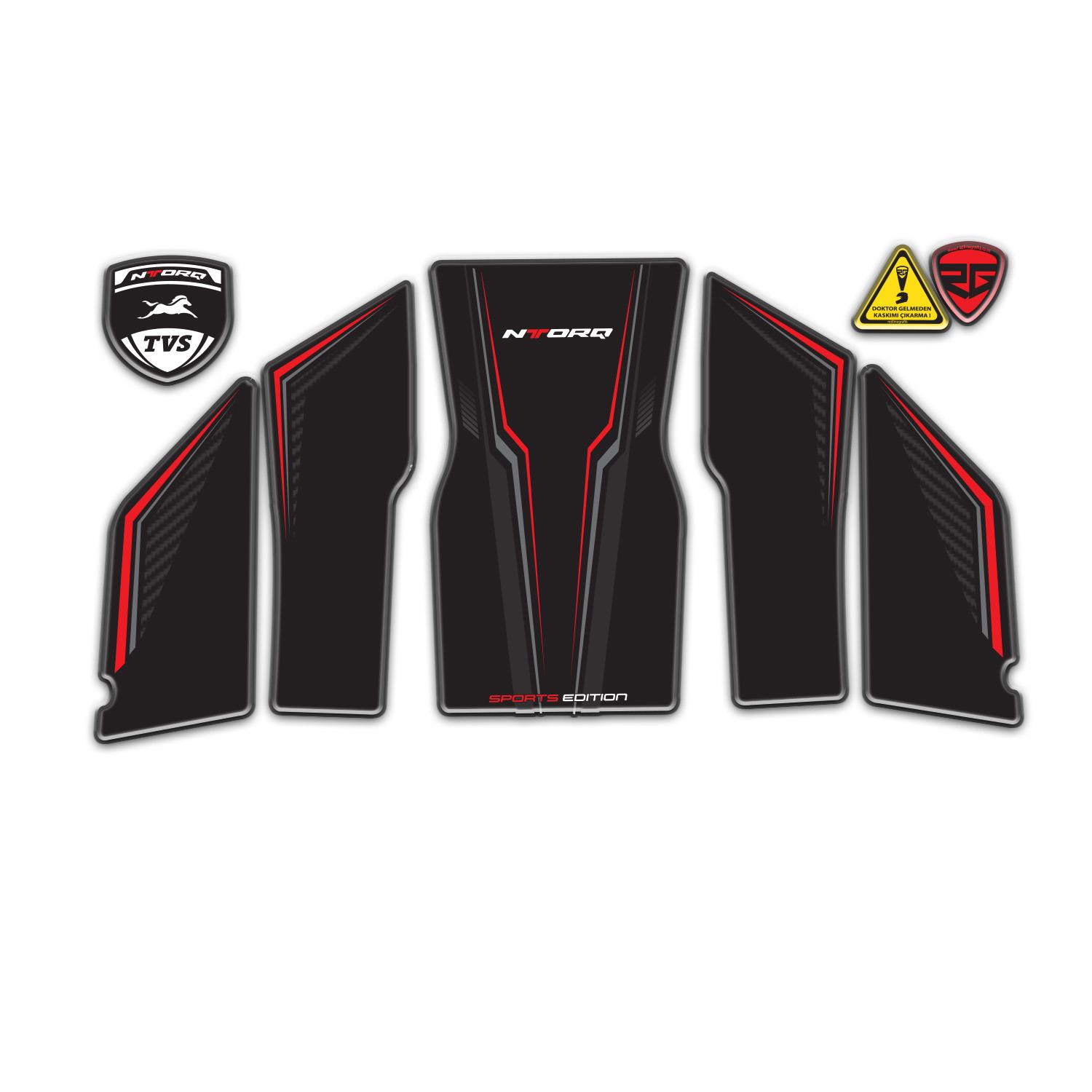 TVS Ntorq 125 Uyumlu Tank Pad Kırmızı Siyah Redlinegrafik